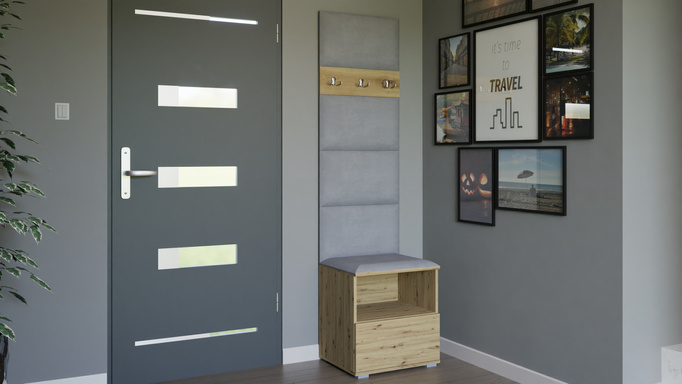 Tapicerowana garderoba Nela IV - kolor dąb artisan + tkanina Trinity 32