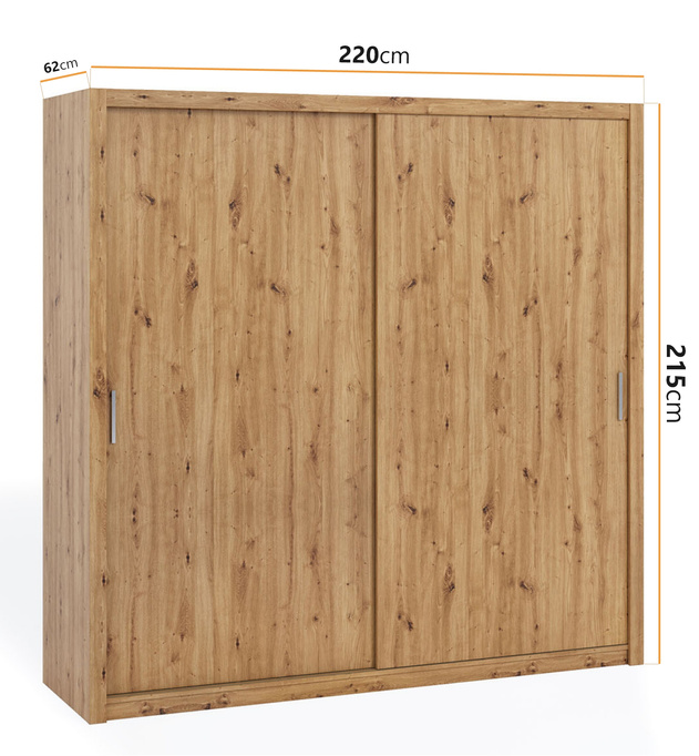 Szafa przesuwna Tamiza 220 cm dąb artisan