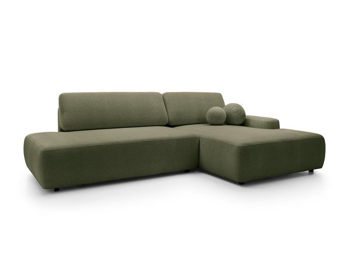 Narożnik OLMI O prawostronny Raven 78 zielony oliwkowy funkcja spania + poduszki