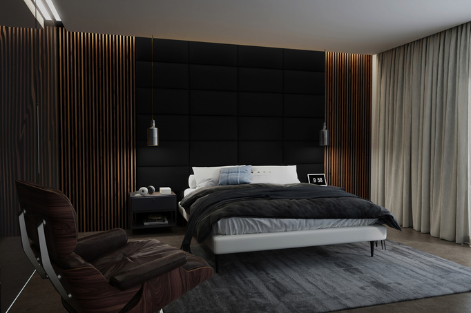 Panel tapicerowany 60x15 Mono 248 (Czarny)