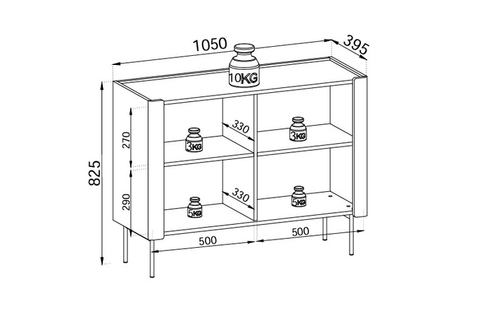 Komoda Kalon z metalowymi nóżkami w kolorze cashmere