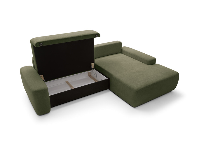 Narożnik OLMI M prawostronny Raven 78 zielony oliwkowy styl soft