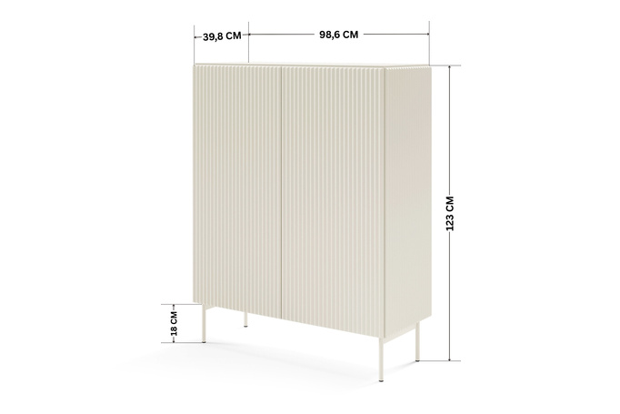 Komoda wysoka MUTI kaszmir 99 cm ryflowana cichy domyk