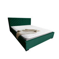 Łóżko tapicerowane TODI 90x200 butelkowa zieleń welur pojemnik stelaż metalowy