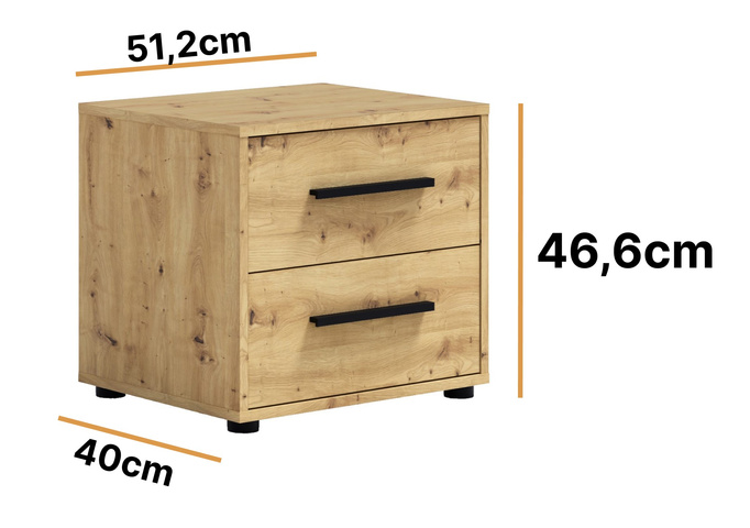 Stolik nocny Modena  w kolorze dąb artisan