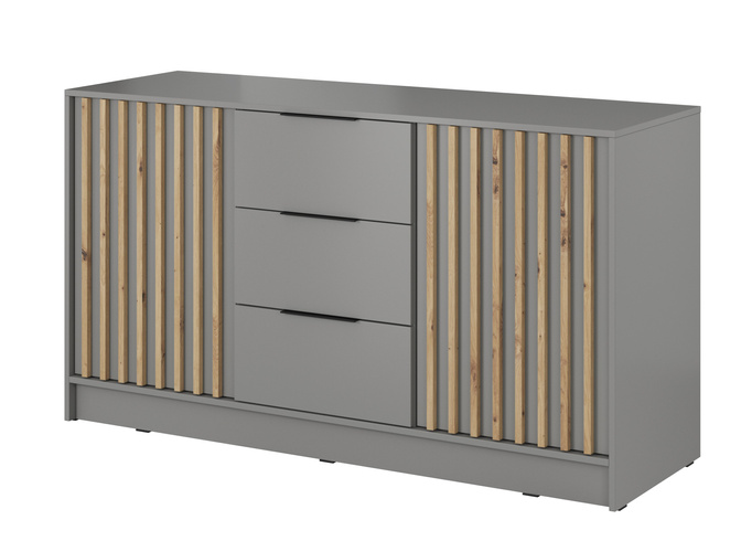 Komoda Stilo 155cm w kolorze szary + dąb artisan lamele