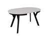 Stół Okrągły Rozkładany ARI 90-190 cm Biały Mat – Loftowe Czarne Nogi