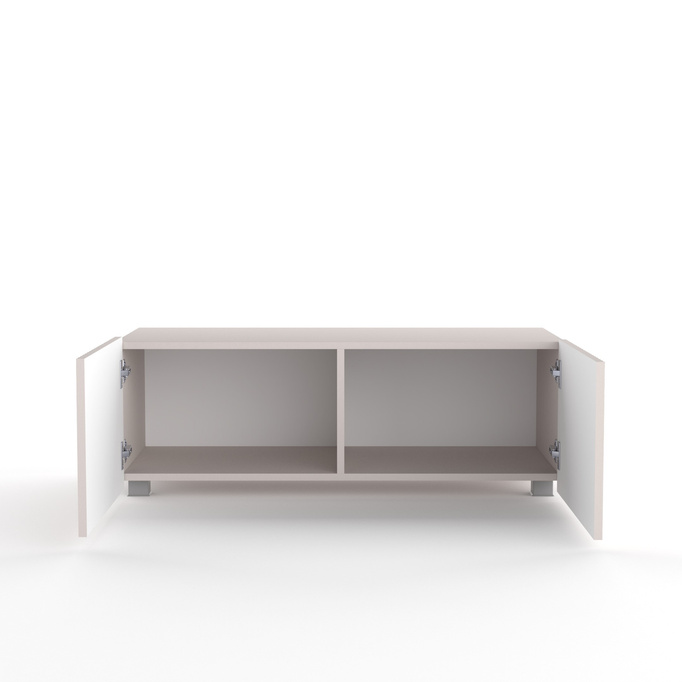 Szafka RTV Kolder 100 cm w kolorze cashmere i z ryflowanymi frontami