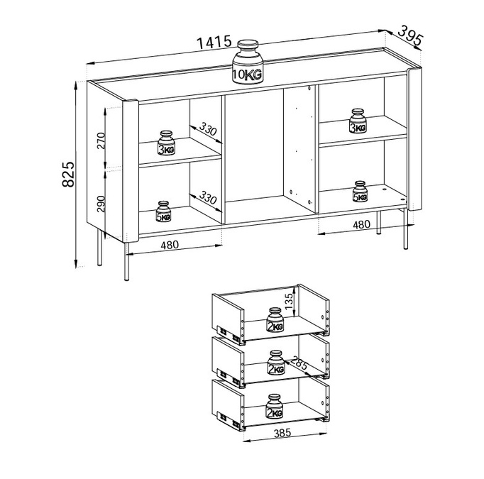 Komoda Kalon KSZ-141 Cashmere / Orzech Warmia