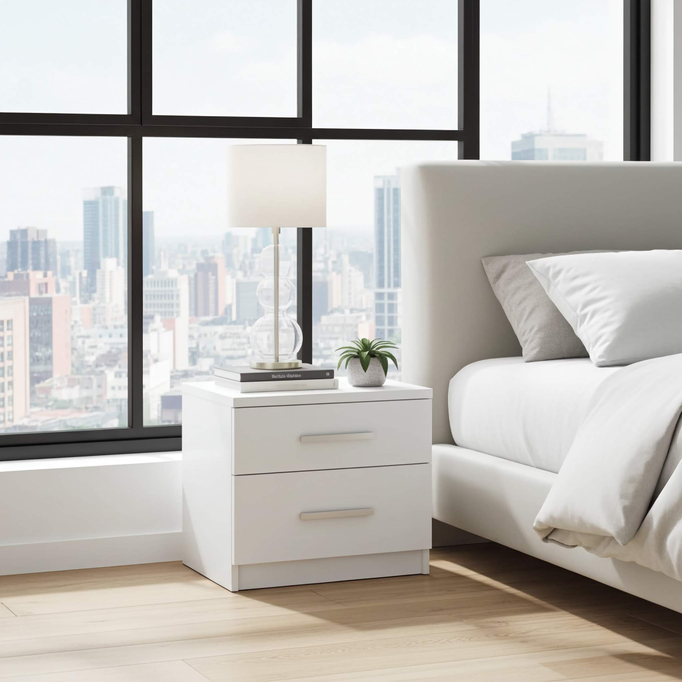 Stolik nocny Tamiza 50 cm w kolorze białym