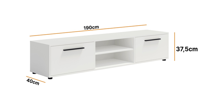 Szafka RTV Modena 190cm kolor: Biały