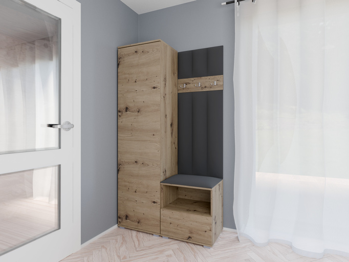 Tapicerowana garderoba Nela I LUX w kolorze dąb artisan i tkaninie Trinity 15