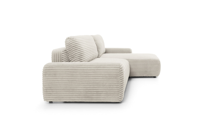 Narożnik sztruksowy z funkcją spania VIGO Ambience 02 Beżowy pojemnik