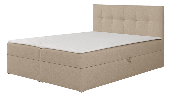 Łóżko kontynentalne Toronto 160×200 (Herbi 55 - Latte) z materacem bonell i topperem