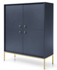 Czterodrzwiowa komoda Bari K104 w kolorze granatowym i ze złotymi nóżkami