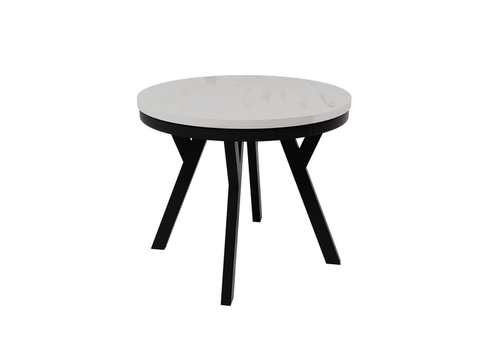 Stół Okrągły Rozkładany ARI 90-190 cm Marmur Bianco – Biały Glamour