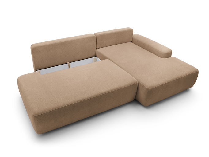Narożnik OLMI O prawostronny Raven 38 brązowy styl soft funkcja spania + poduszki
