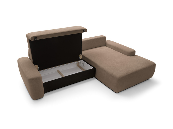 Narożnik OLMI M prawostronny Raven 45 czekoladowy ciemny brąz styl soft