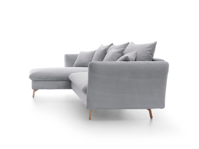 Narożnik MORRE lewostronny sztruks Poso 55 jasny popiel funkcja spania skandynawski