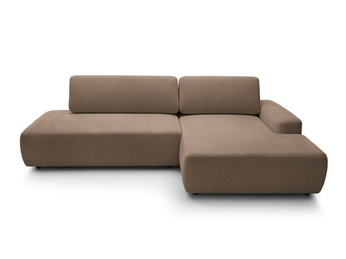 Narożnik OLMI O prawostronny Raven 45 czekoladowy ciemny brąz funkcja spania + poduszki