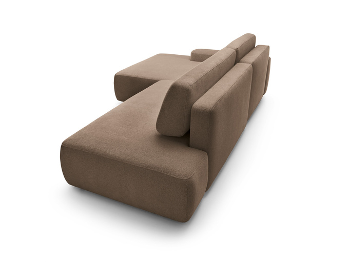 Narożnik OLMI O lewostronny Raven 45 czekoladowy ciemny brąz funkcja spania + poduszki