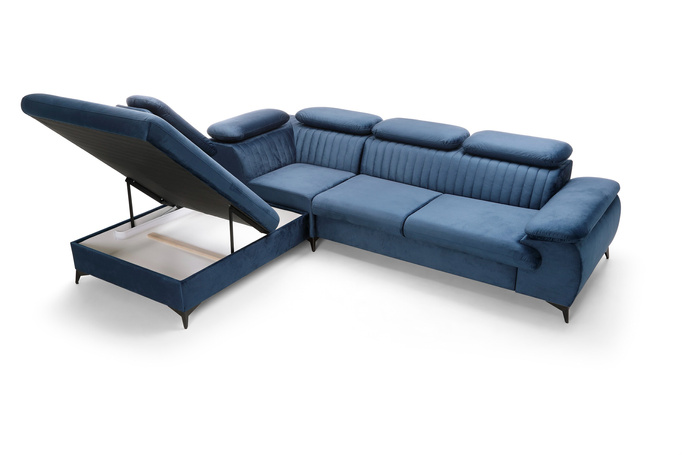 Narożnik VETTO lewostronny Monolith 77 granatowy welur funkcja spania