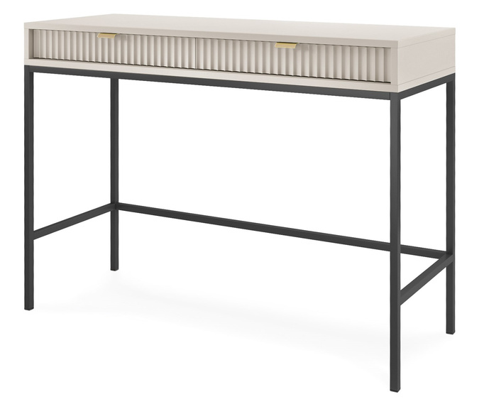 Toaletka z szufladami Kioto w kolorze cashmere i czarnymi nóżkami