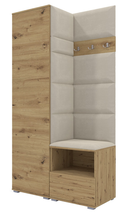 Tapicerowana garderoba Nela I w kolorze dąb artisan i tkaninie Trinity 01