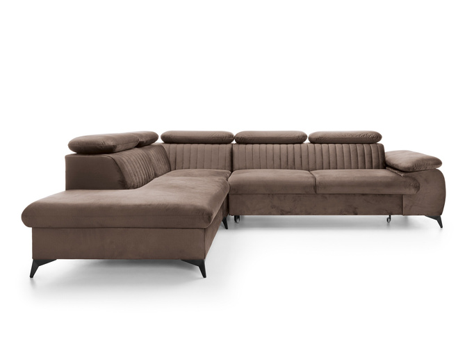 Narożnik VETTO lewostronny Monolith 15 mleczna czekolada welur funkcja spania