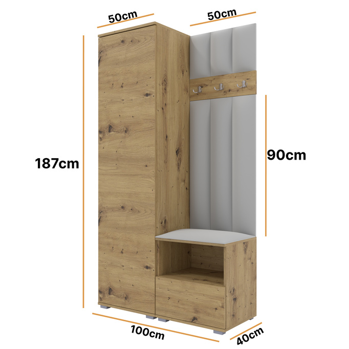Tapicerowana garderoba Nela I LUX w kolorze dąb artisan i tkaninie Trinity 32