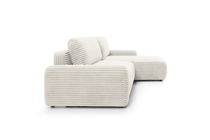 Narożnik sztruksowy z funkcją spania VIGO Ambience 01 Jasny Beż pojemnik