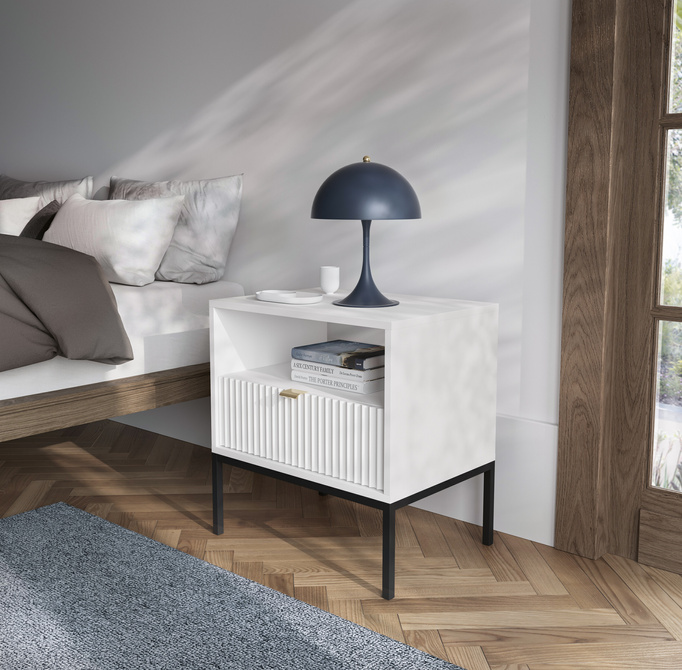 Stolik nocny Kioto w kolorze białym