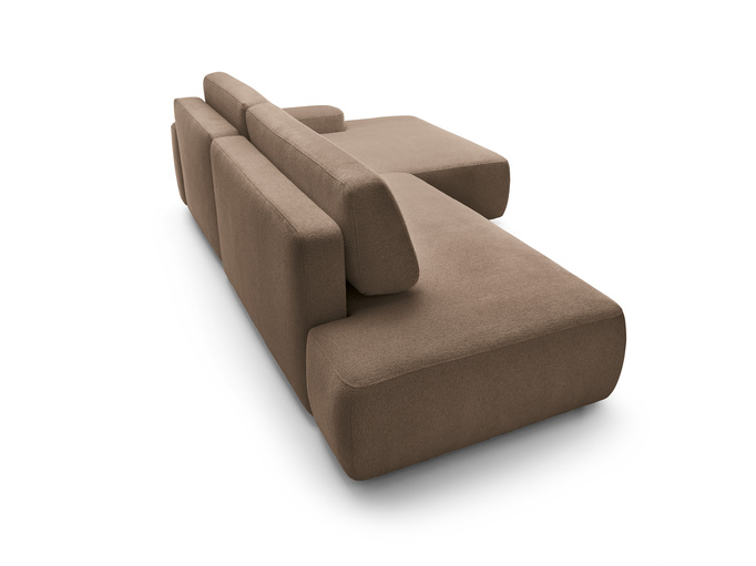 Narożnik OLMI O prawostronny Raven 45 czekoladowy ciemny brąz funkcja spania + poduszki