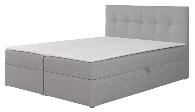 Łóżko kontynentalne Toronto 160×200 (Herbi 40 - Szary) z materacem bonell i topperem