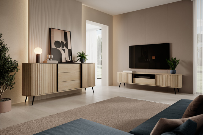 Szafka RTV LOVI 196 cm Dąb Cremona