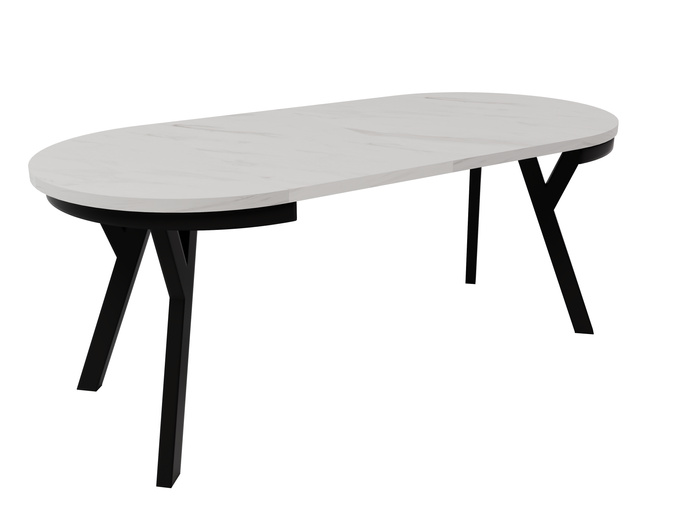 Stół Okrągły Rozkładany ARI 90-190 cm Marmur Bianco – Biały Glamour