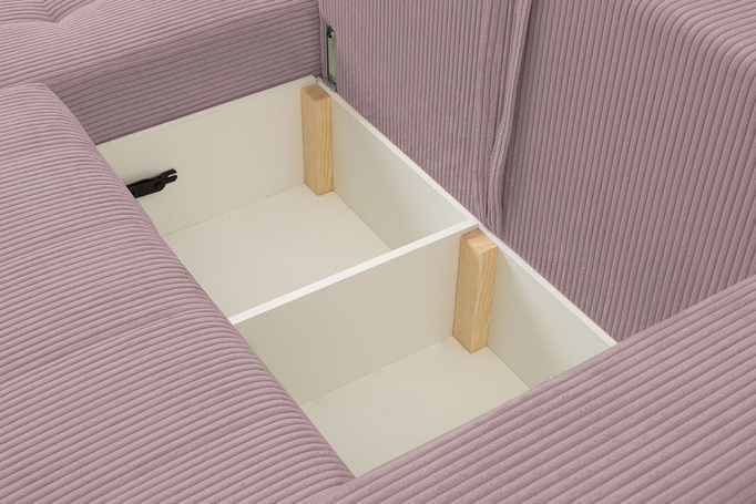 Narożnik Palermo w tkaninie POSO z funkcją spania i pojemnikiem na pościel