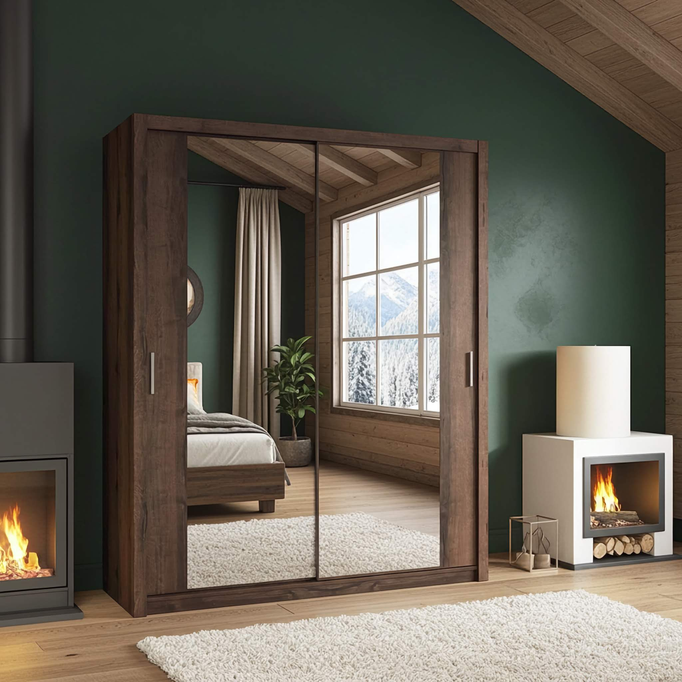 Szafa przesuwna Tamiza 180 cm z lustrem dąb monastery