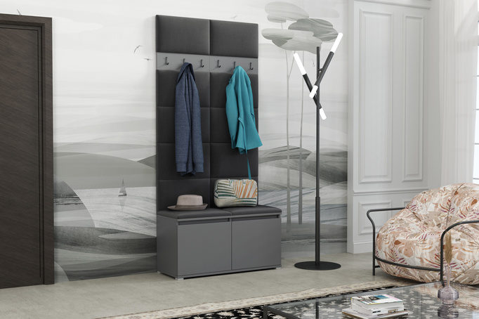 Tapicerowana garderoba Noris I - kolor antracyt + tkanina Trinity 15