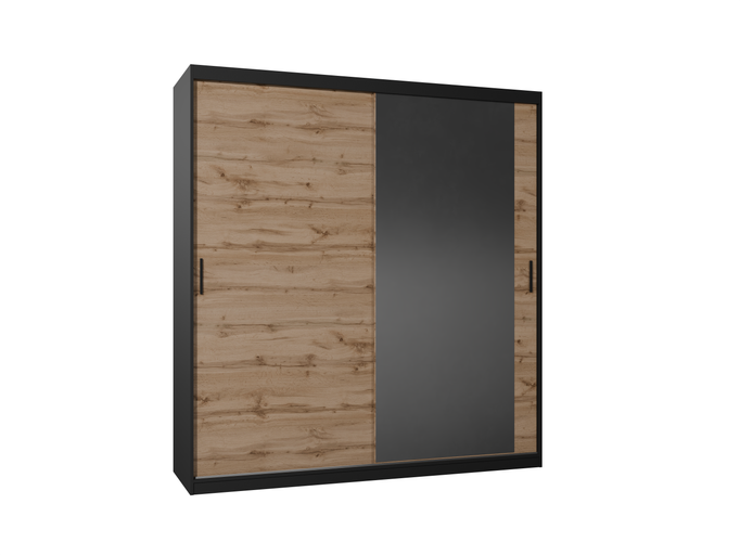 Szafa przesuwna MIRANO 200 cm dąb wotan – wysoka 215 cm, styl Loft