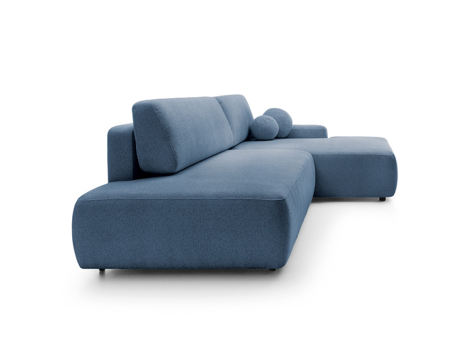 Narożnik OLMI O prawostronny Raven 86 granatowy ciemny niebieski funkcja spania + poduszki