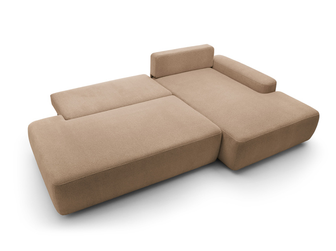 Narożnik OLMI O prawostronny Raven 38 brązowy styl soft funkcja spania + poduszki