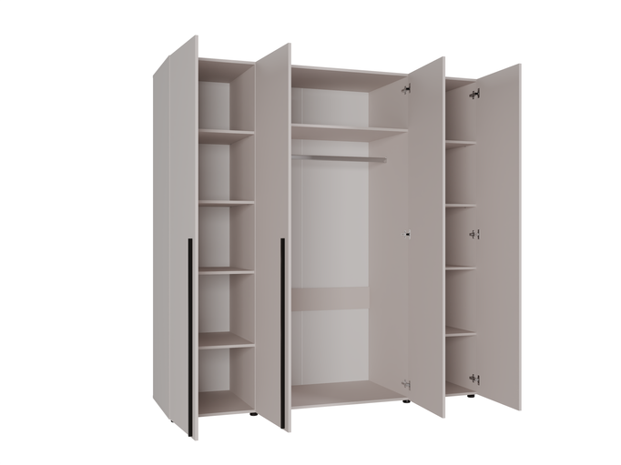 Szafa 4-Drzwiowa ARNI 200 cm Kaszmir – Pojemna Garderoba 11 Półek