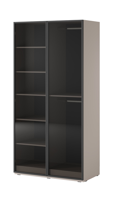 Szafa dwudrzwiowa Zen w kolorze Cashmere + przyciemniane szkło