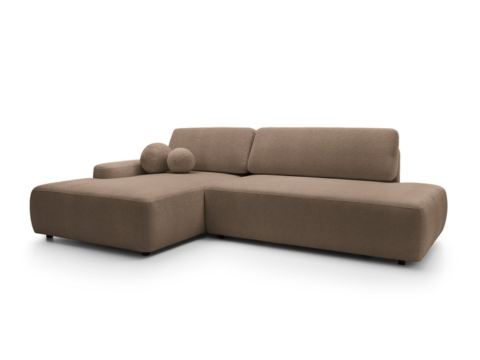 Narożnik OLMI O lewostronny Raven 45 czekoladowy ciemny brąz funkcja spania + poduszki