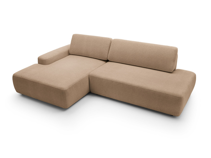 Narożnik OLMI O lewostronny Raven 38 brązowy styl soft funkcja spania + poduszki