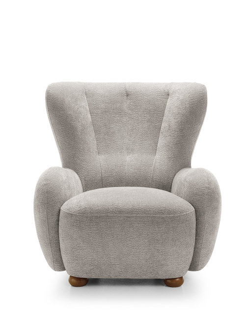 Fotel tapicerowany uszak FILO Dress Me 02 Jasny Szary nóżki do wyboru