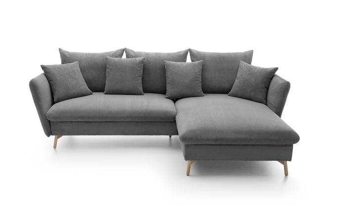 Narożnik MORRE prawostronny sztruks Poso 60 stalowy szary funkcja spania skandynawski