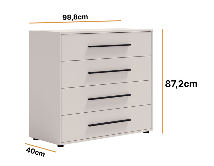 Komoda Modena K4SZ 100 cm w kolorze cashmere