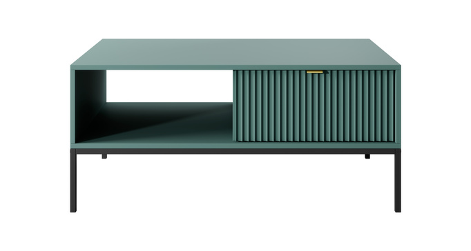 Prostokątna ława Kioto w kolorze zielonymi i czarnymi nóżkami